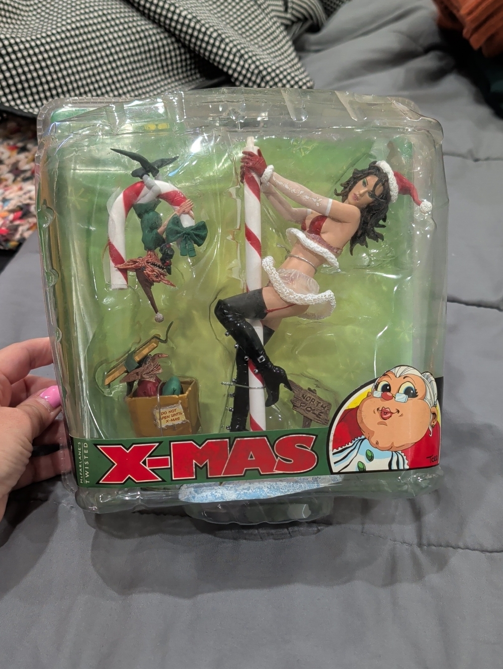 X-MAS Holiday Pole Dancer Figurine - Red, White & Black